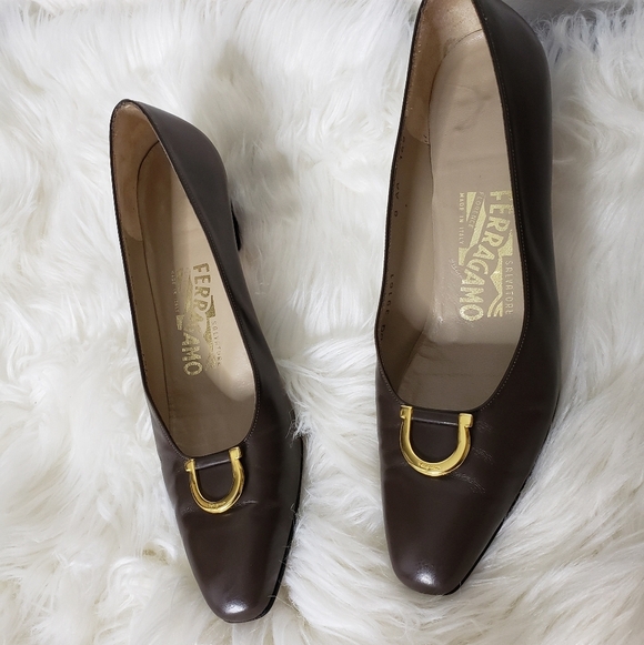 RARE Vintage Salvatore Ferragamo Couture Gancini Shoes Heels Low Walking Comfort - Picture 7 of 16